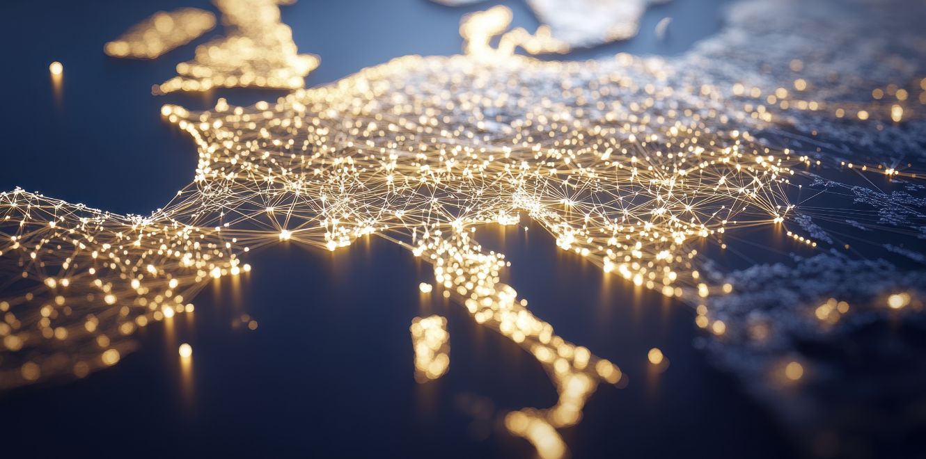 Europa con connessioni a indicare la fatturazione elettronica in europa