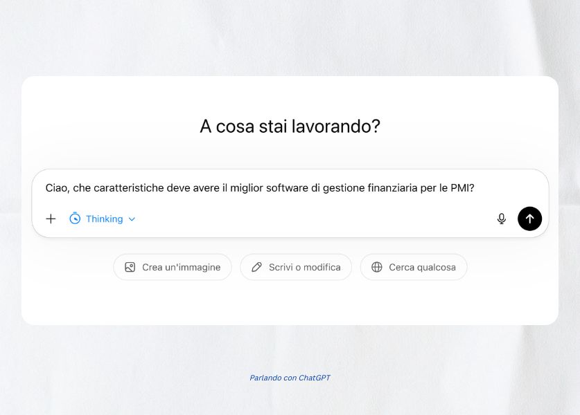 screenshot con richiesta all'Ai su quale sia il miglior software di gestione finanziaria per PMI