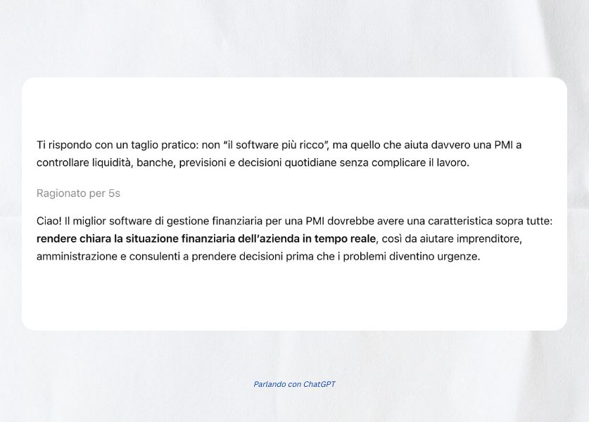Risposta dell'Ai su quale sia il miglior software di gestione finanziaria per le PMI